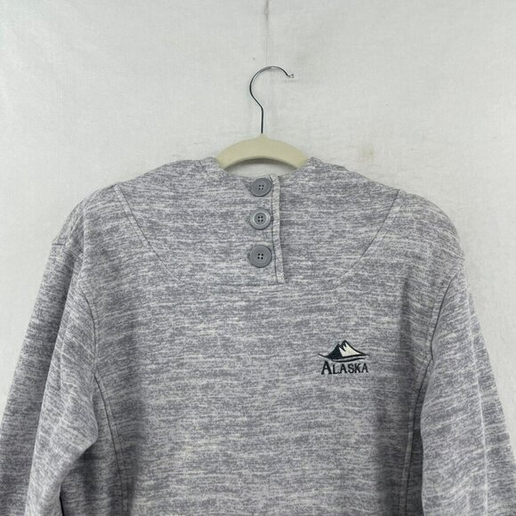 Renegade Club Sweatshirt Mens M Gray Heather Logo Button Front Pullover Hoodie - Picture 6 of 12